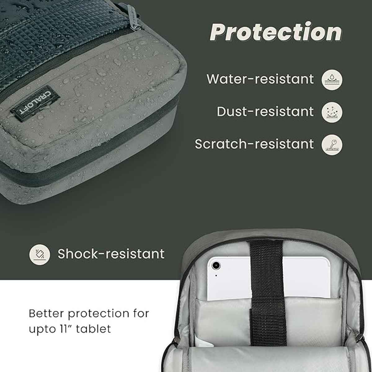 Craloft Polyester 11.5-Inch Side Sling Bag for Men - Crossbody Tablet / iPad Passport Bags (S2)