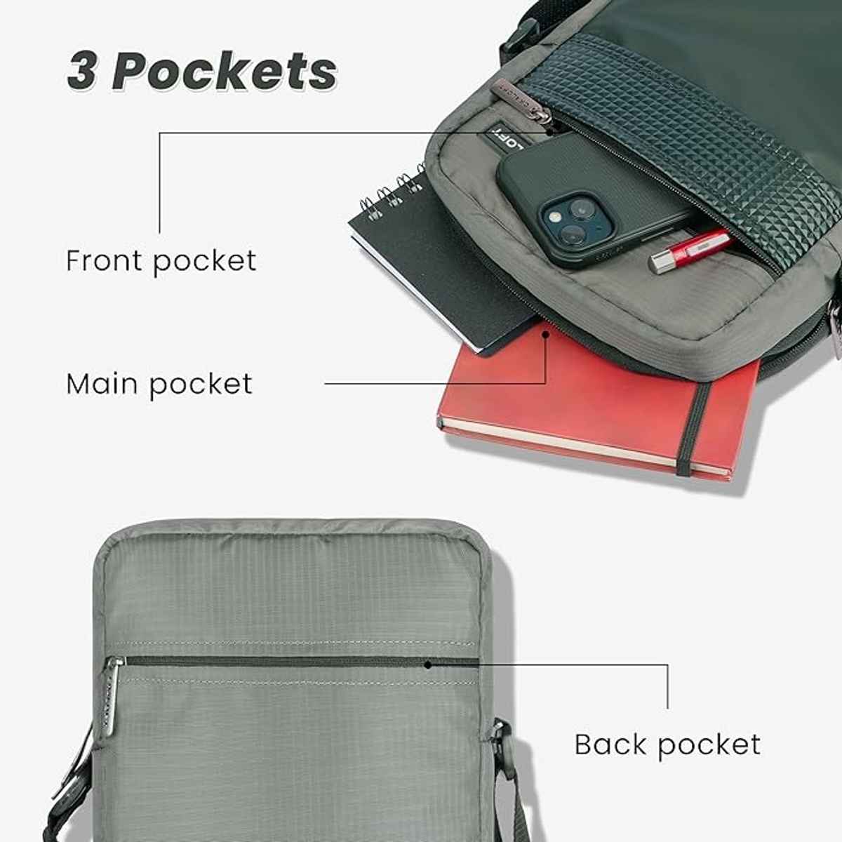 Craloft Polyester 11.5-Inch Side Sling Bag for Men - Crossbody Tablet / iPad Passport Bags (S2)