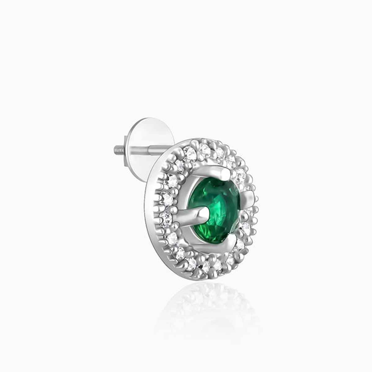 Giva Silver Forest Green Shining Halo Studs