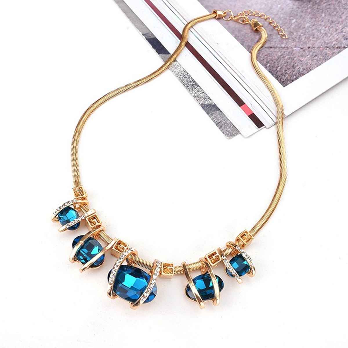 Shining Diva Fashion Latest Stylish Fancy Crystal Necklace for Women and Girls | Rrsd15574np