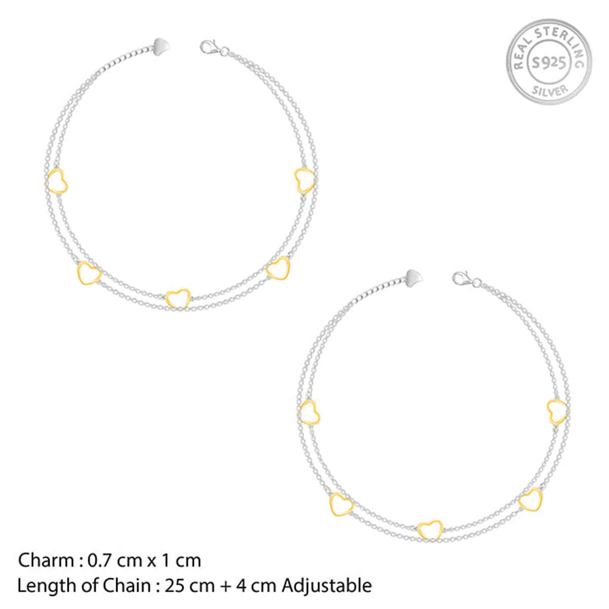 Giva Dual Tone United Hearts Anklet | A0285