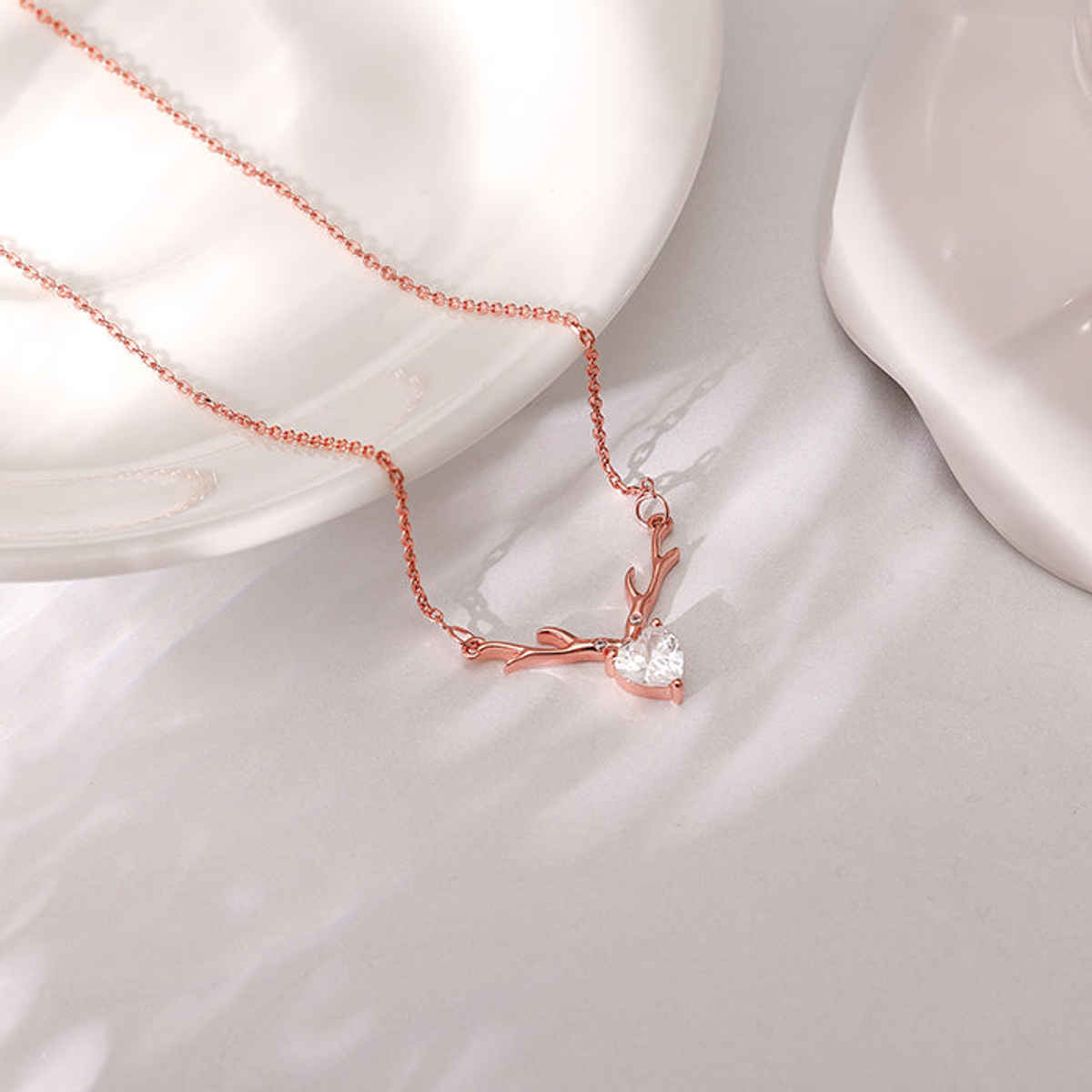 Giva Rose Gold Deer Heart Necklace | PD01335
