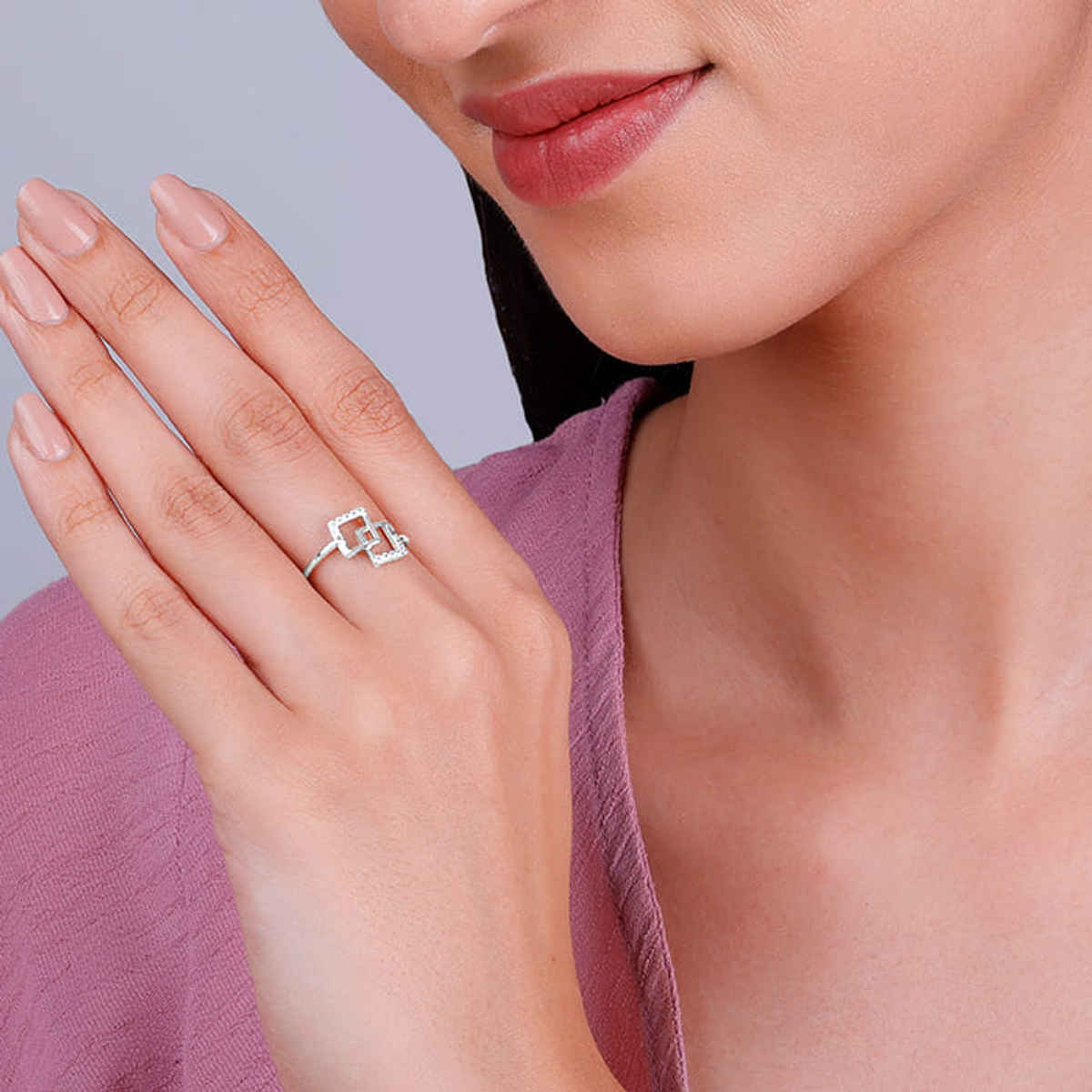 Giva Silver Square Duo Ring | R01579