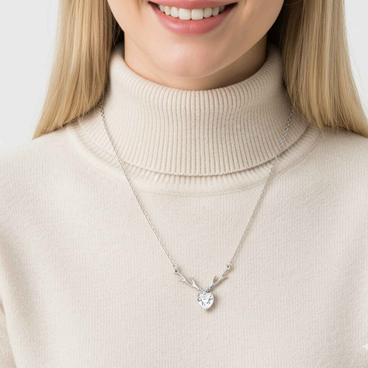 GIVA Anushka Sharma Silver Deer Heart Necklace | PD096