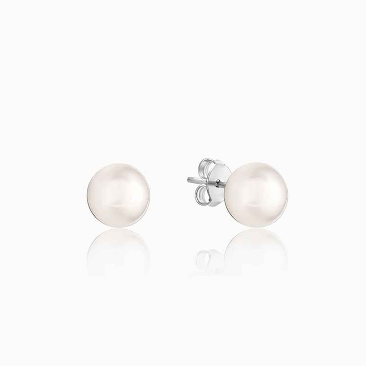 Giva Silver White Pearl Earrings