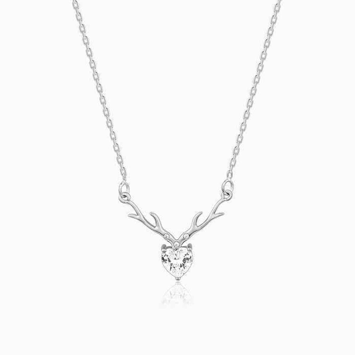 GIVA Anushka Sharma Silver Deer Heart Necklace | PD096