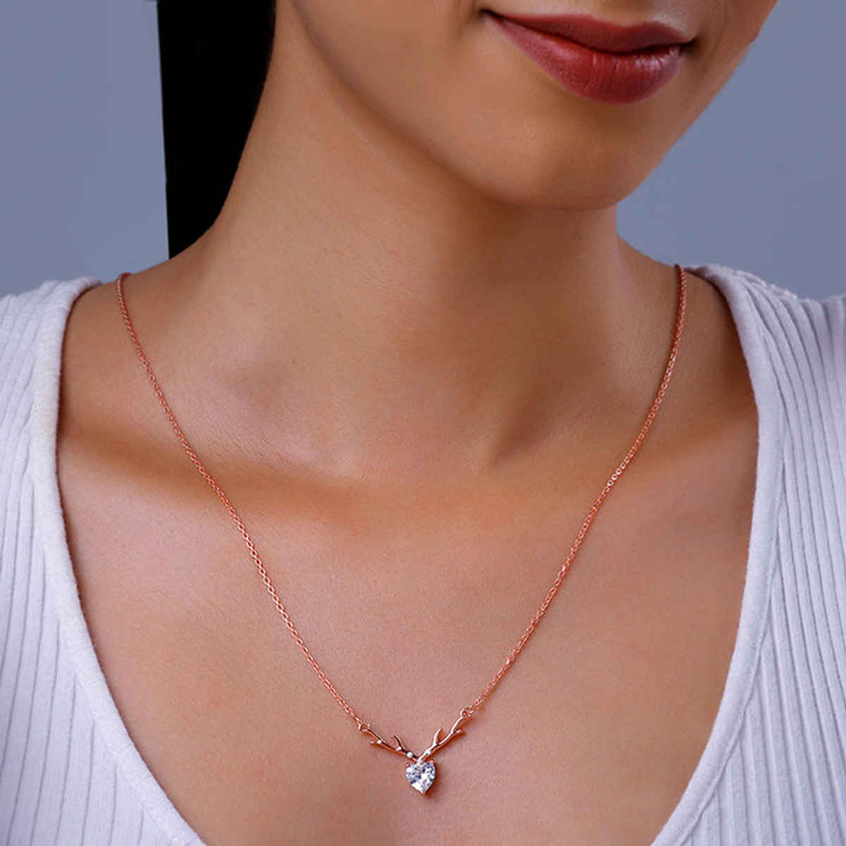 Giva Rose Gold Deer Heart Necklace | PD01335