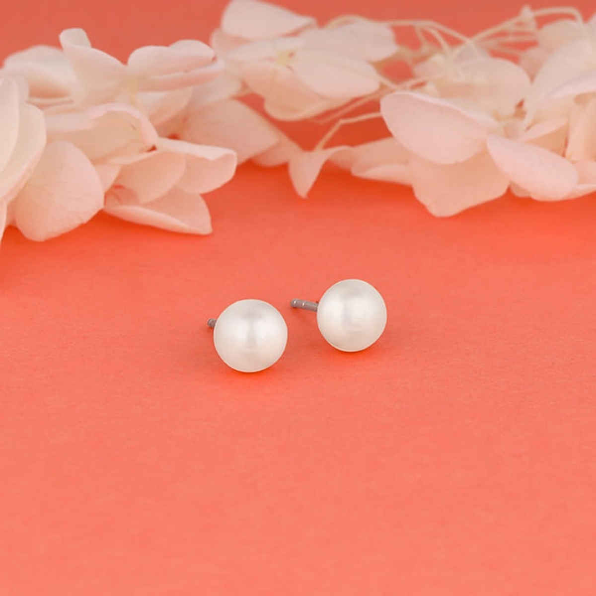 Giva Silver White Pearl Earrings