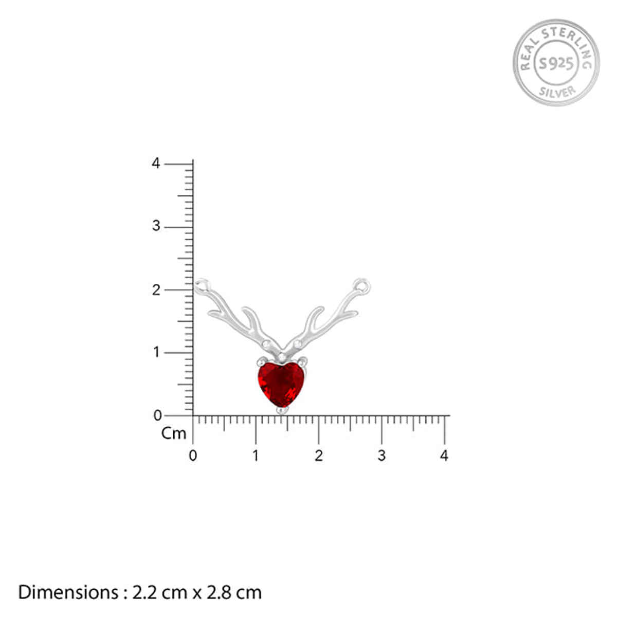Giva Silver Deer Heart in Red Necklace | PD02328