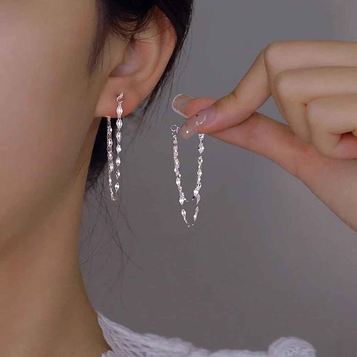 Estailo Fashion Women's Bling Bloger Chain Earrings | Lightweight Statement Jewellery | E0001163