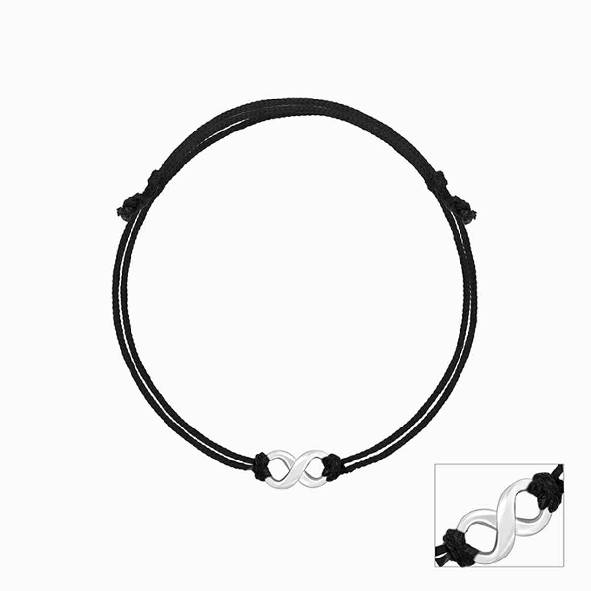 Giva Silver Infinity Black Thread Anklets