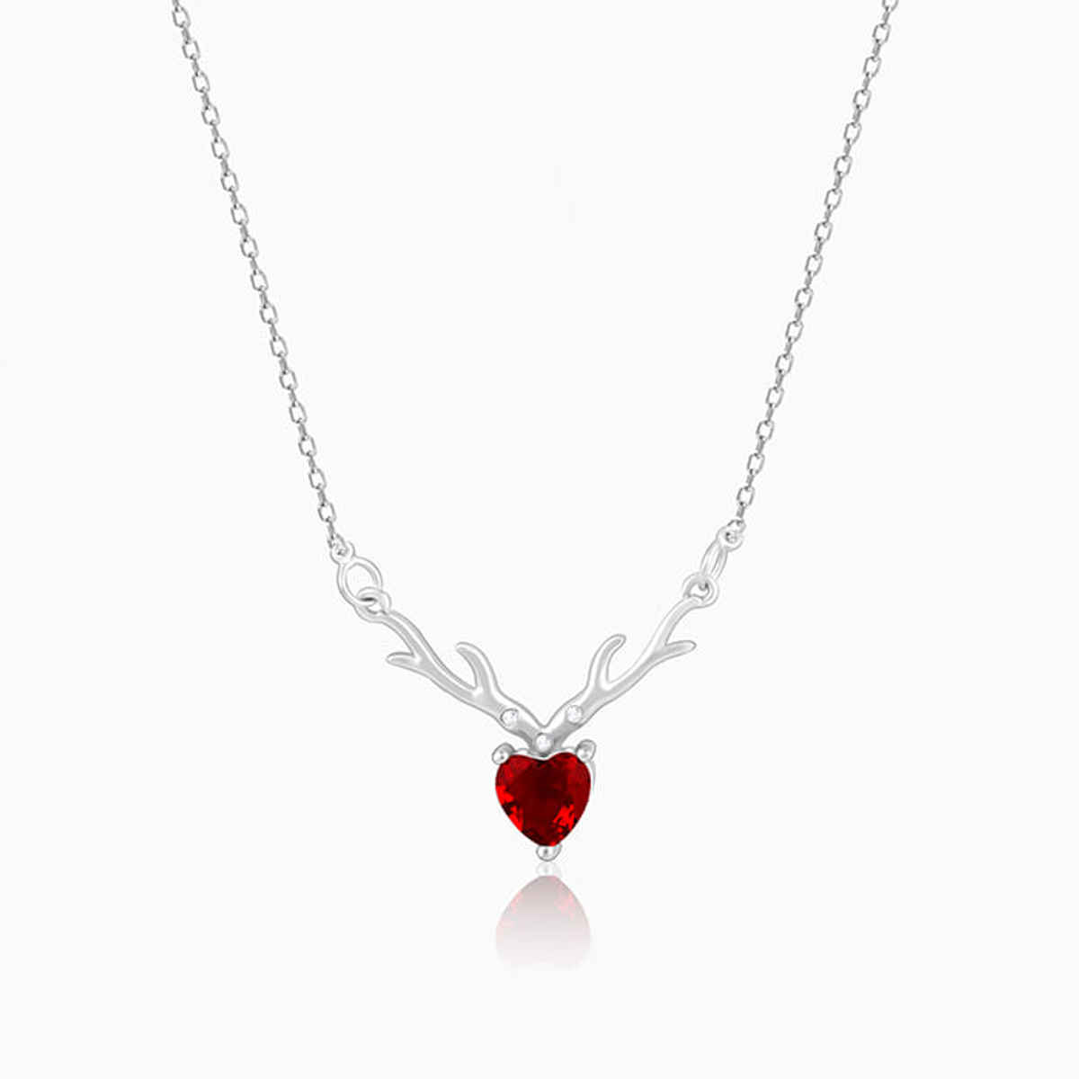 Giva Silver Deer Heart in Red Necklace | PD02328