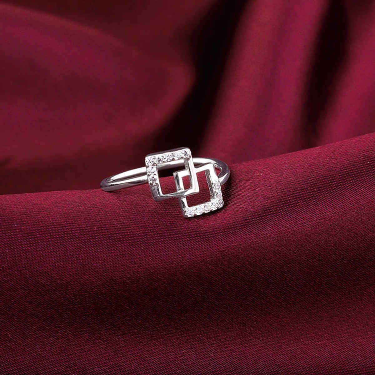 Giva Silver Square Duo Ring | R01579