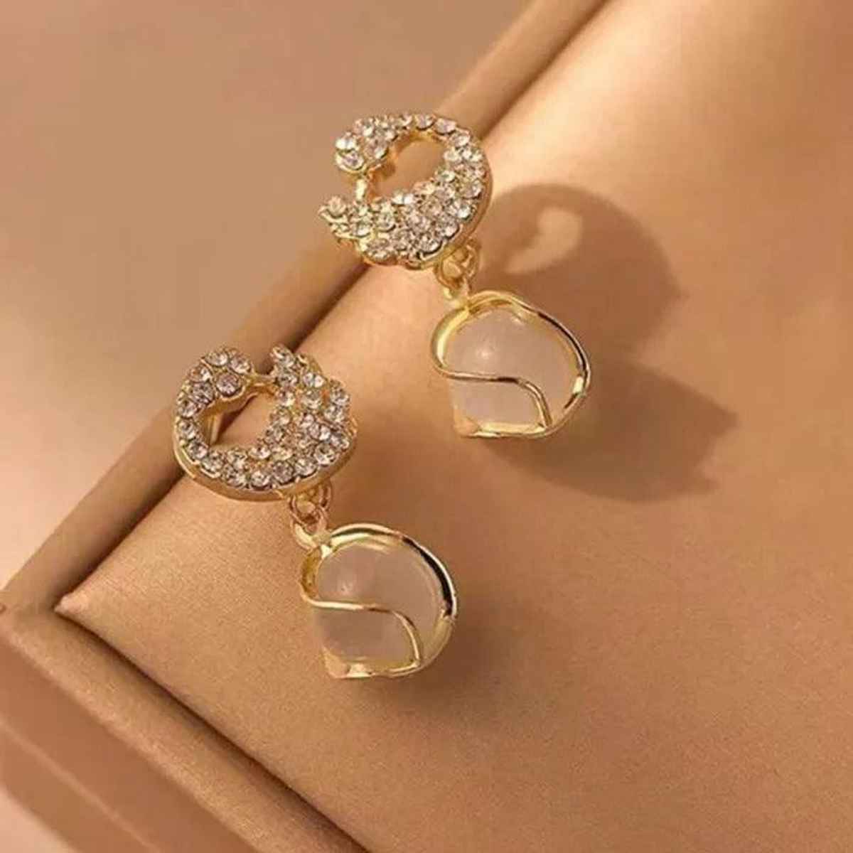 Estailo Fashion 3-Pair Earring Combo Swan Drop, Bling Stud & Pearl Hoops | Rakhi Gifts