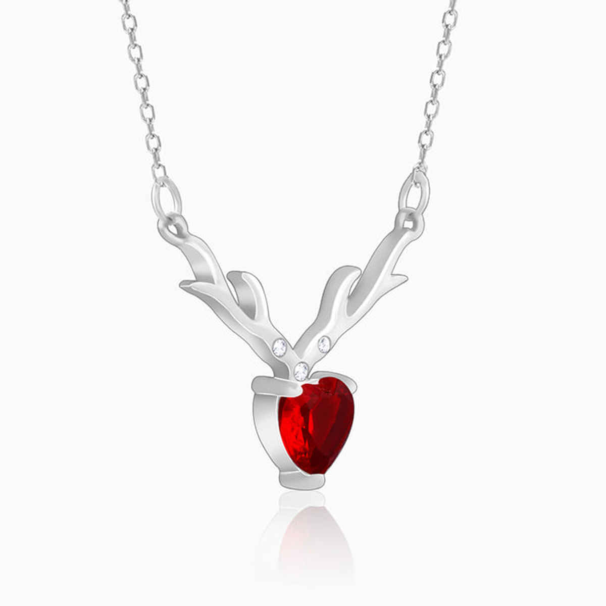 Giva Silver Deer Heart in Red Necklace | PD02328