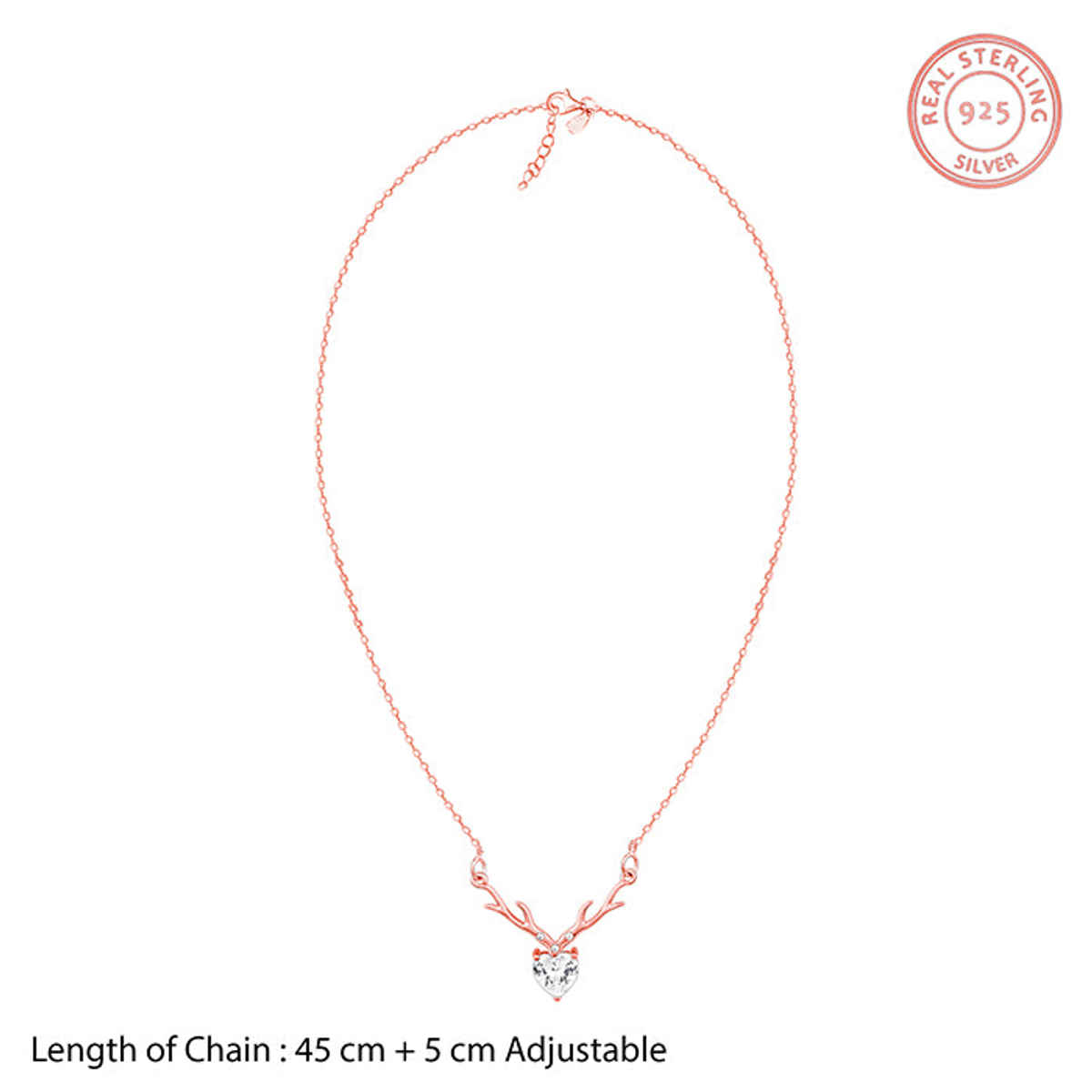 Giva Rose Gold Deer Heart Necklace | PD01335