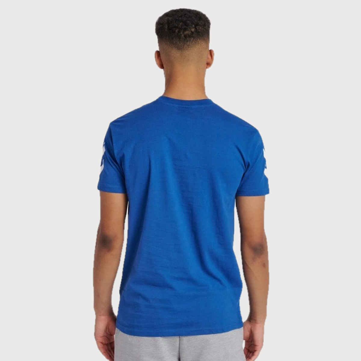 hummel Men's Go Round Neck Solid Regular Fit Cotton Poly T-shirt | True Blue - M