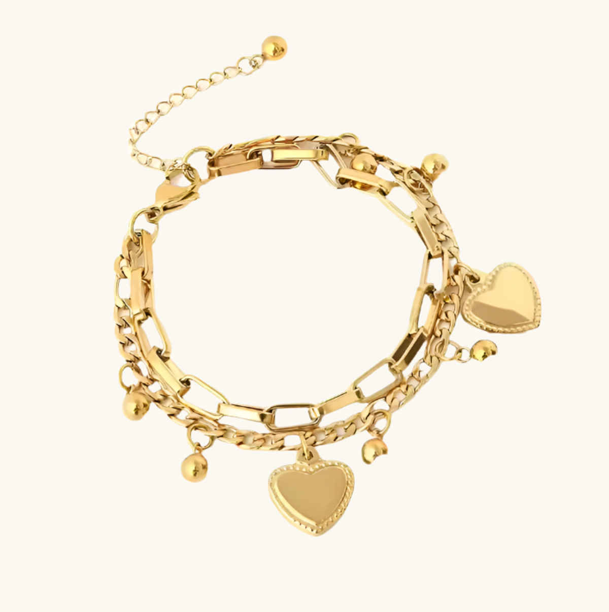 ZAISHA 18K Gold Plated Heart Multi|layer Bracelet Stack | Birthday | Anniversary | Valentines gift