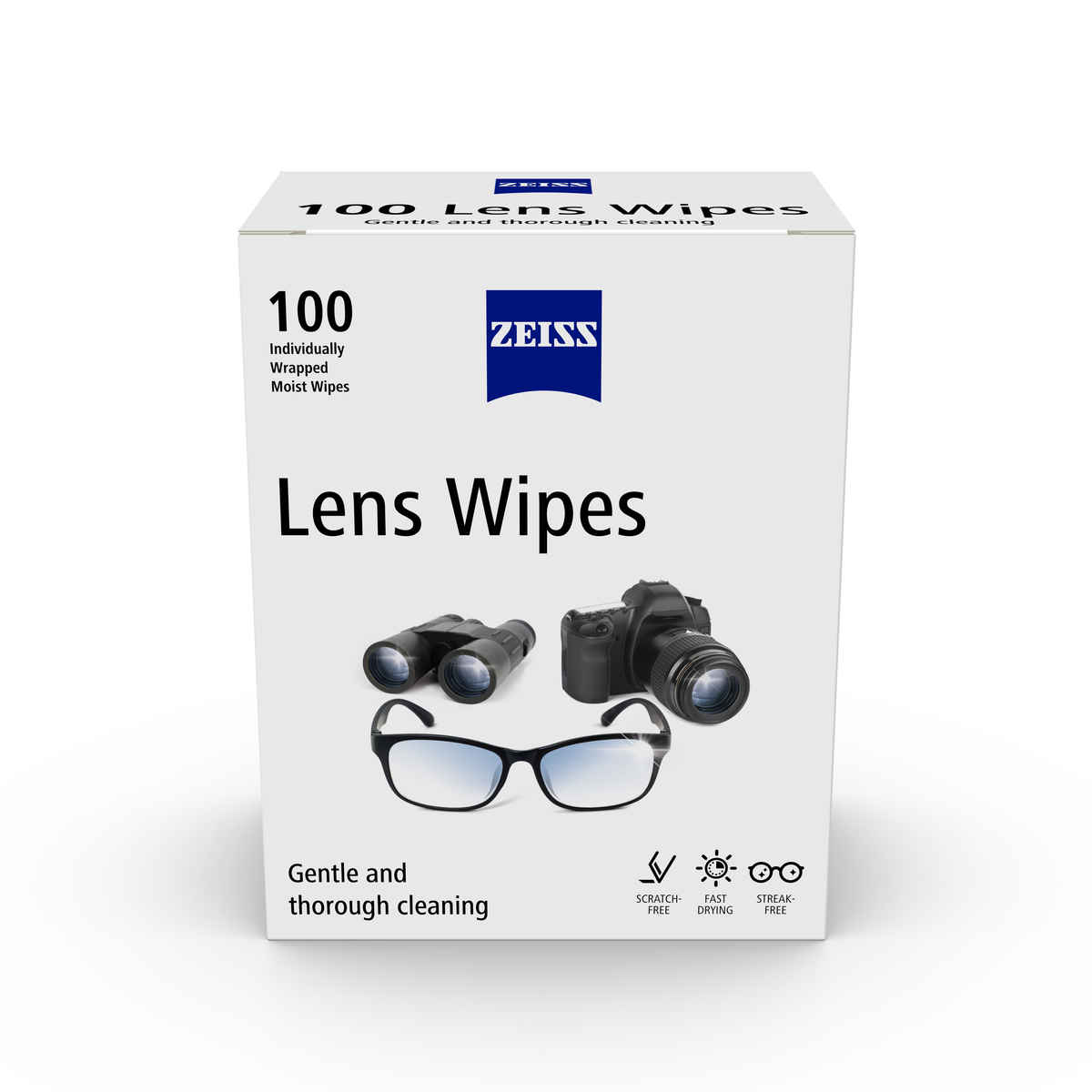 ZEISS Lens Wipes 100ct - Lens Cleaner for Spectacles, Eyeglasses, Sunglasses and Camera Lenses