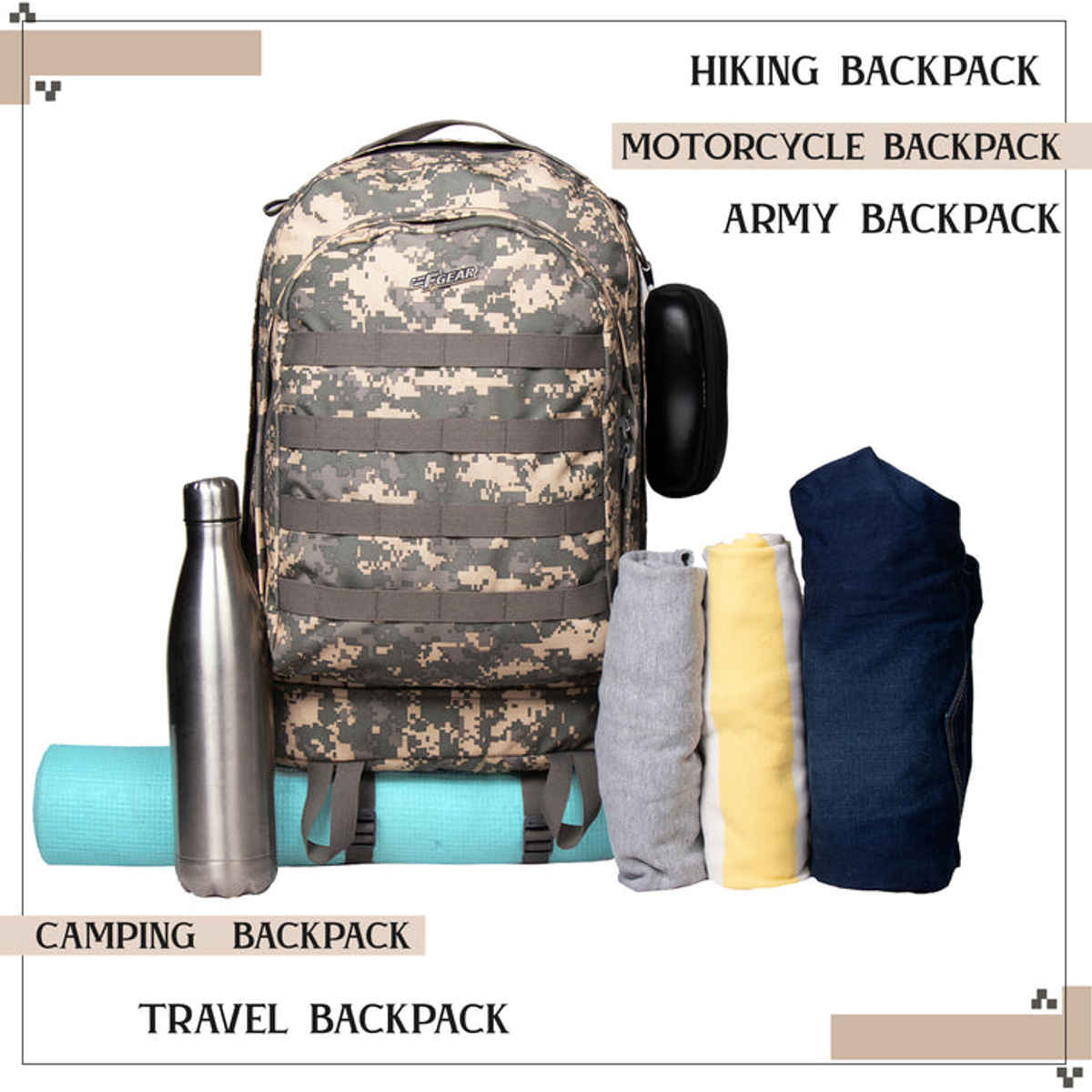 F Gear Unisex Camouflage Polyester 32 L Convenient Carry Handle Backpack | Multicolour