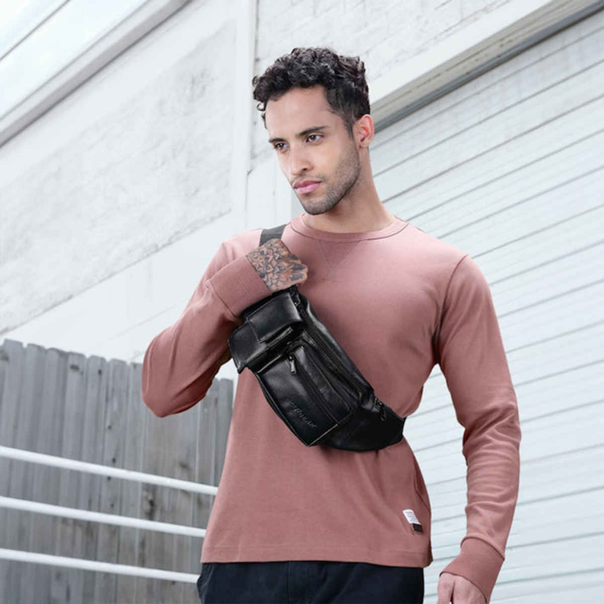 F Gear Unisex Artificial Leather 2 L Waist Bag | Black