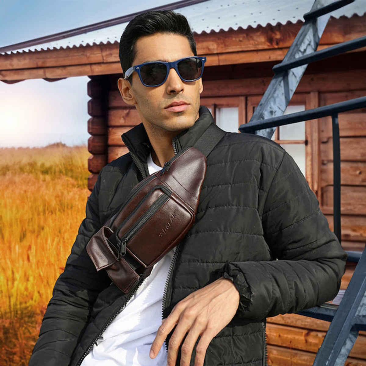 F Gear Unisex Leatherette 2 L Waist Bag | Brown