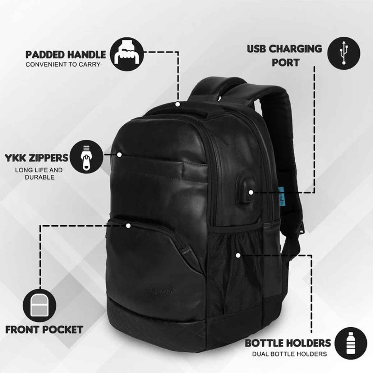 F Gear Unisex Solid Cotton Blend 27 L Laptop Backpack | Black