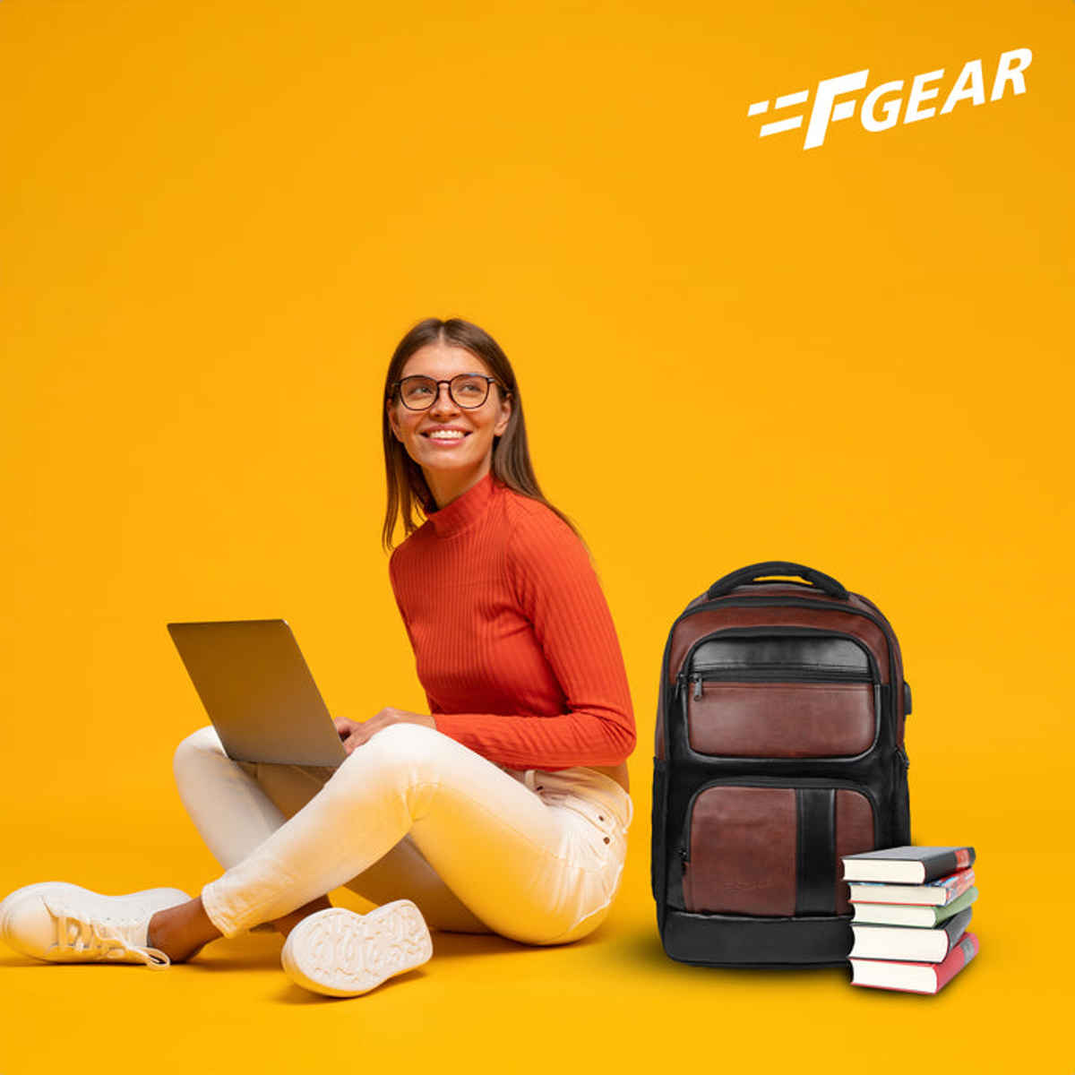 F Gear Unisex Solid Artificial Leather 28 L Laptop Backpack | Brown