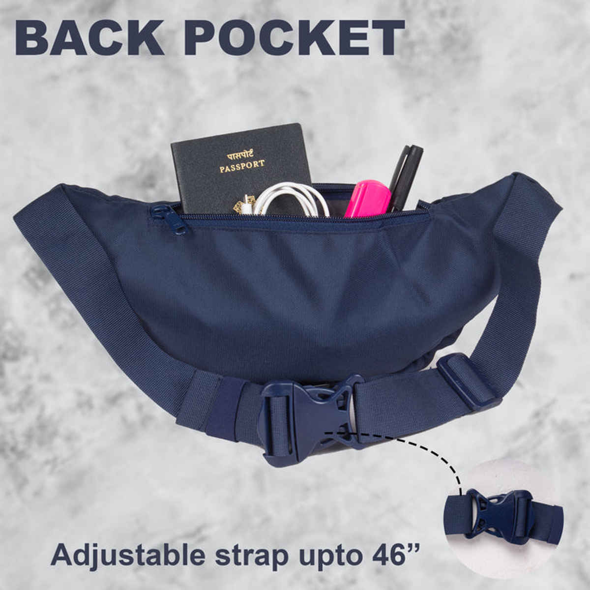 F Gear Unisex Polyester 2.1 L Waist Bag | Navy Blue