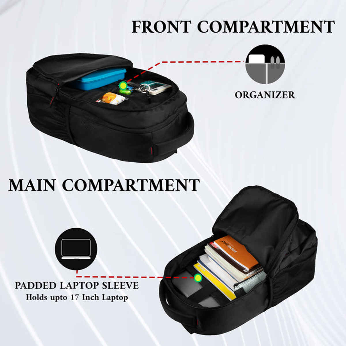 F Gear Unisex Solid Polyester 24 L Laptop Backpack | Black