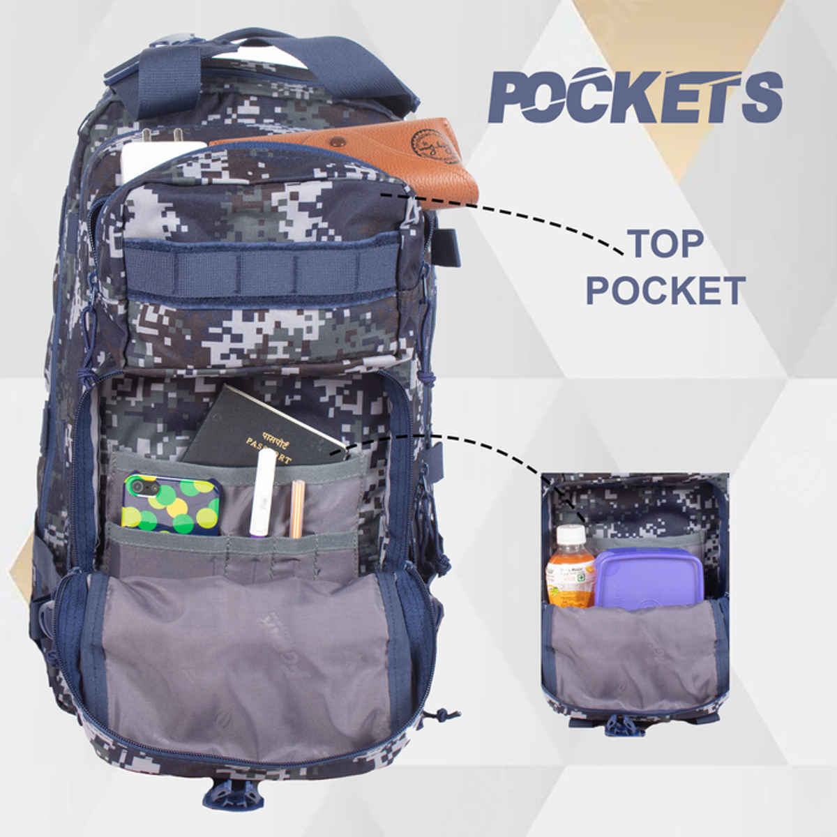 F Gear Unisex Camouflage Polyester 29 L Top Handle Backpack | Blue - Standard