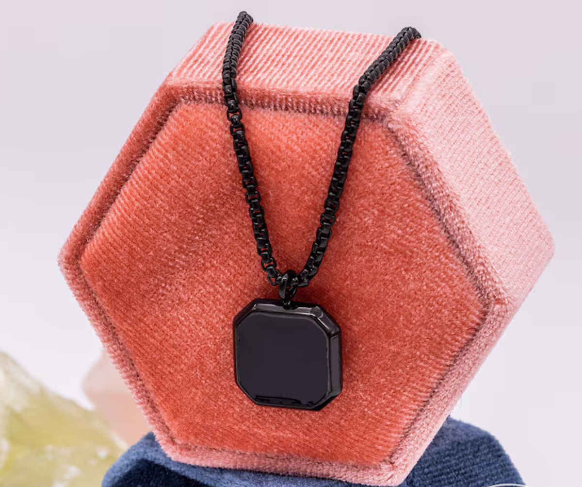 Men's Square Pendant Chain Black