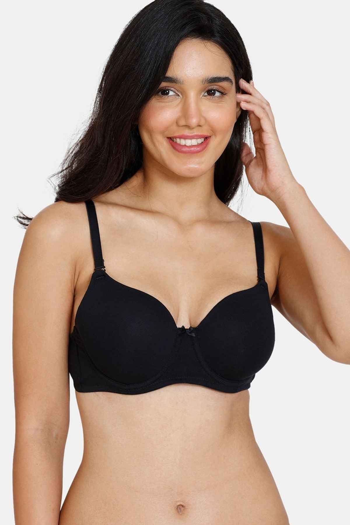 Zivame Women's Padded Wired 3/4th Coverage T-Shirt Bra | Anthracite - 36D