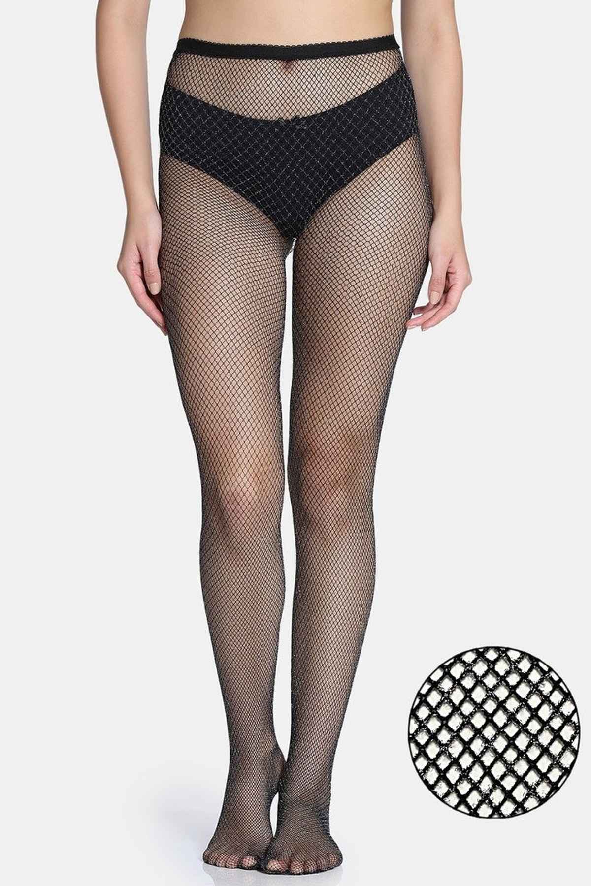 Zivame Fishnet Pantyhose | Black