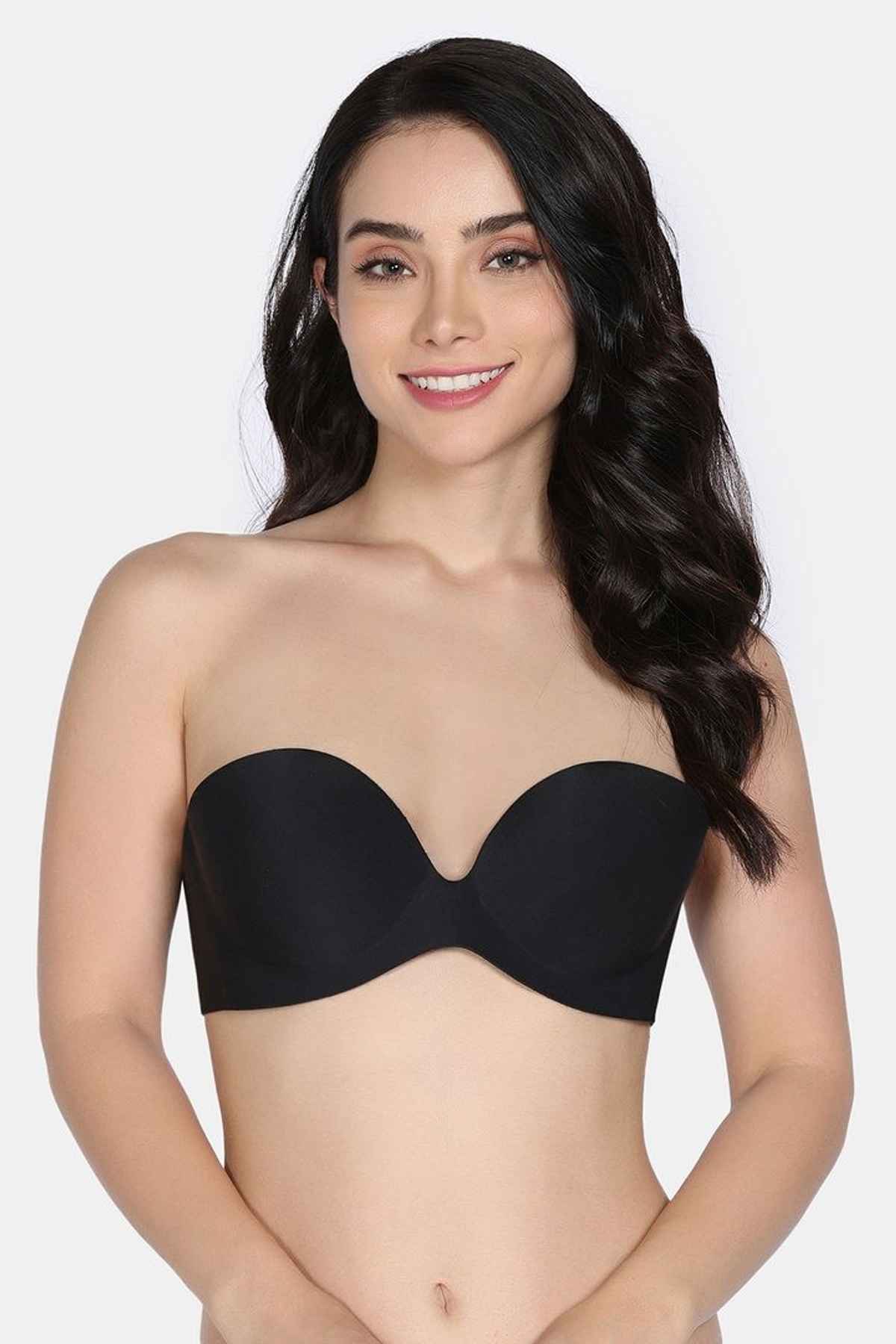 Zivame Padded Non Wired Low Coverage Stick-On Bra | Black - C Cup