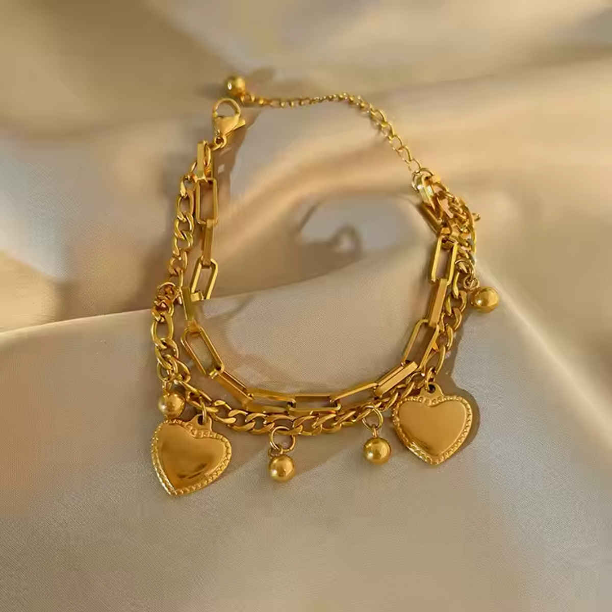 ZAISHA 18K Gold Plated Heart Multi|layer Bracelet Stack | Birthday | Anniversary | Valentines gift