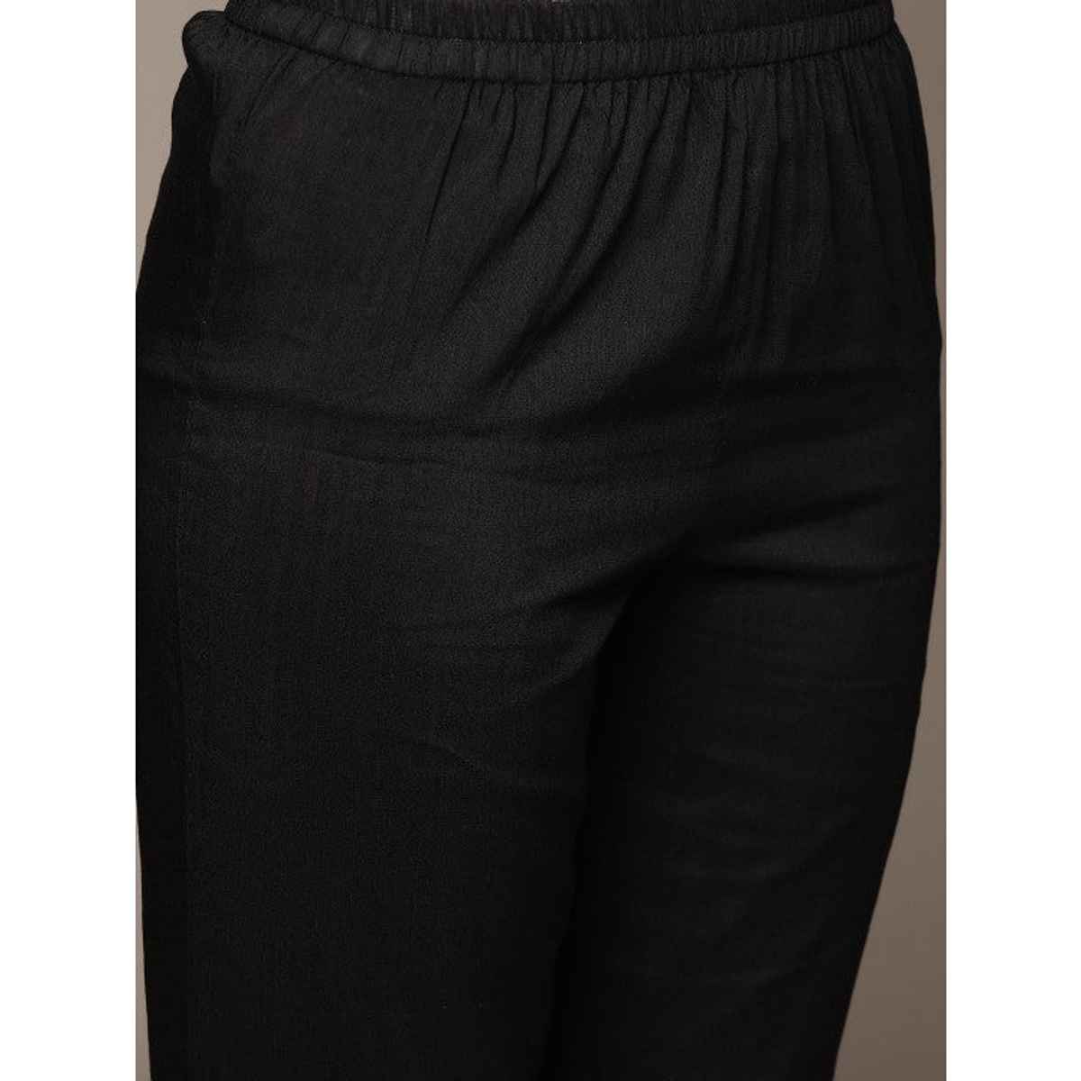 Anubhutee Women's Ethnic Motifs Embroidered Kurta with Trousers | Black - S