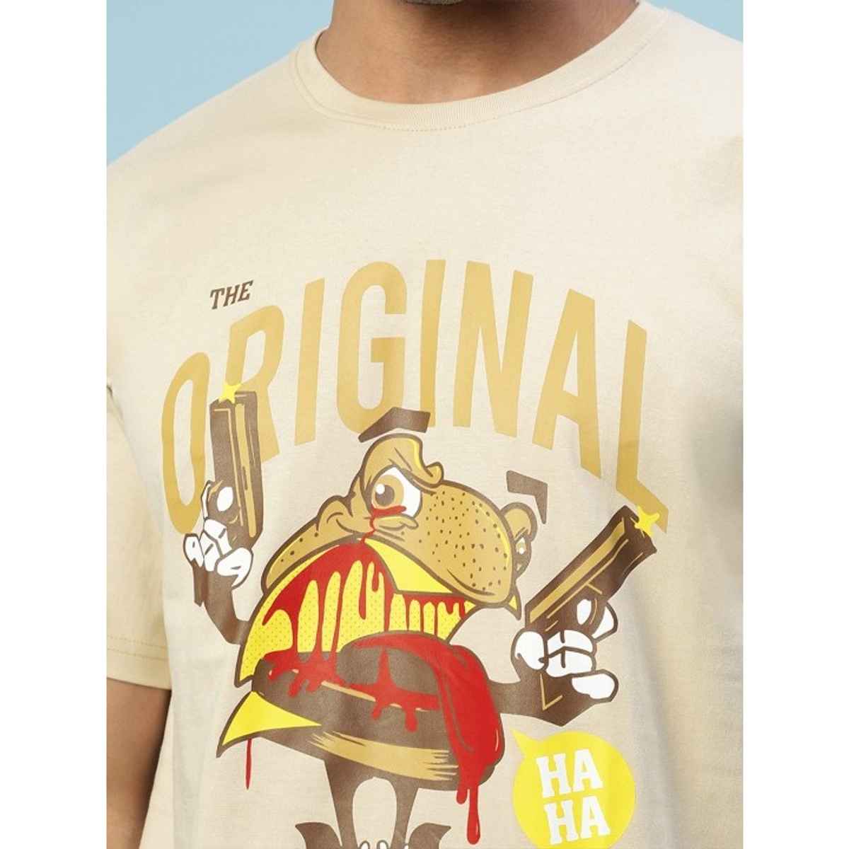 VEIRDO Men's Printed Oversized T-shirt | OS 100 FRGORGNL SW | Swan White - L