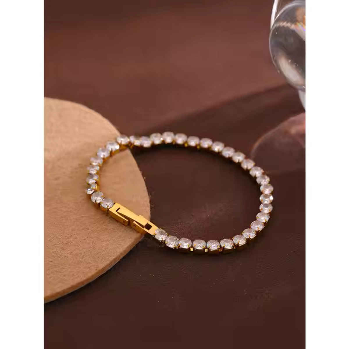 ZAISHA Women's 18K Gold Plated Pino Zirconia Tennis Bracelet | Birthday | Anniversary | Rakhi Gift