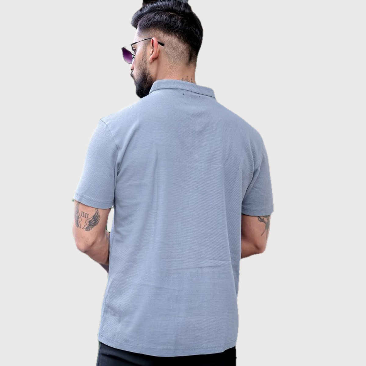 Maniac Men's Solid Henley Neck Half Sleeve Light Grey Cotton Oversized T-Shirt | Light Grey | M