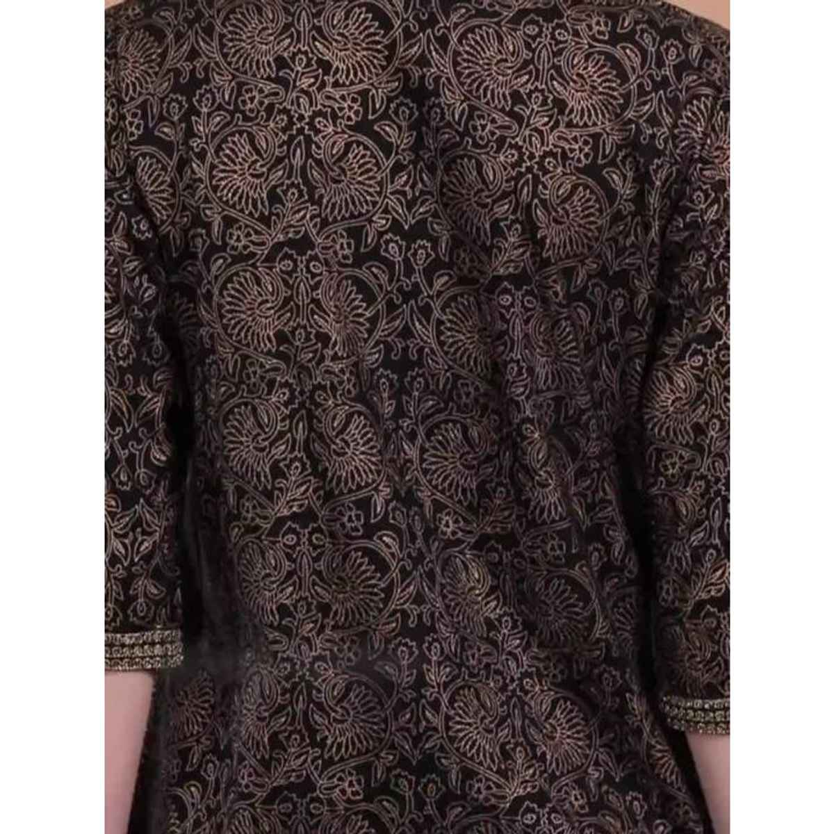 Anubhutee Women's Printed Tunic Top | Black and Golden - M