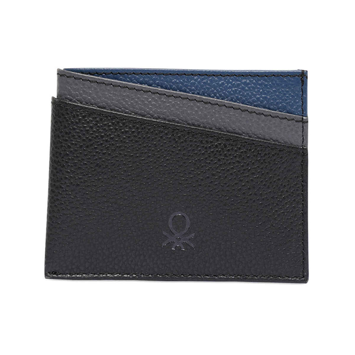 United Colors Of Benetton Men's Solid Leather Card Holder | Black - One Size