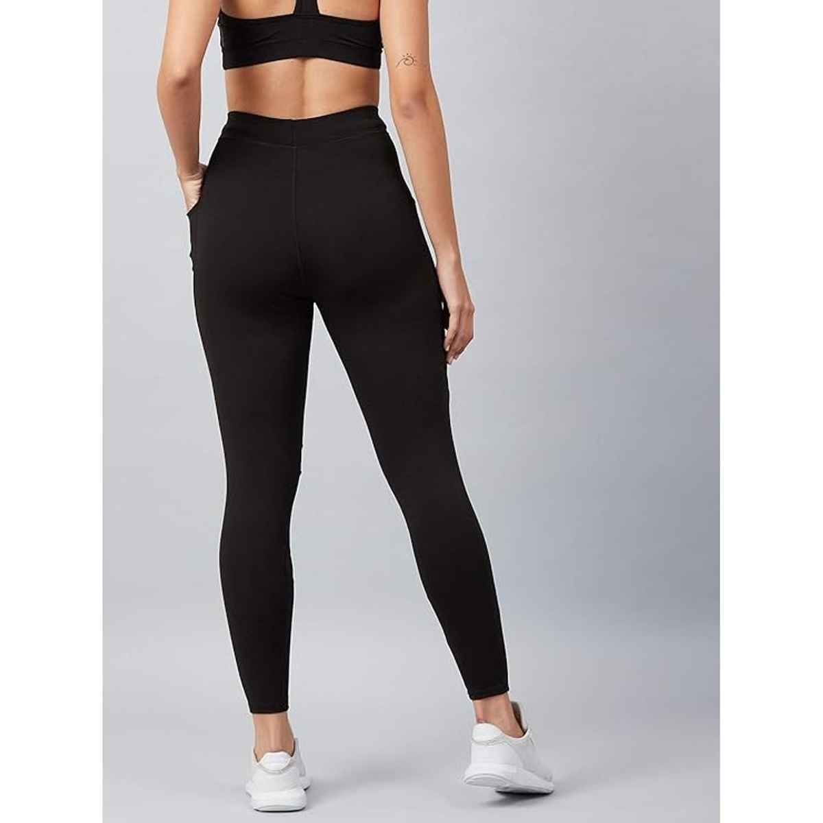 Blinkin Women's Gym Pants & Tights - Black | Workout | With Mesh Insert & Side Pockets | S