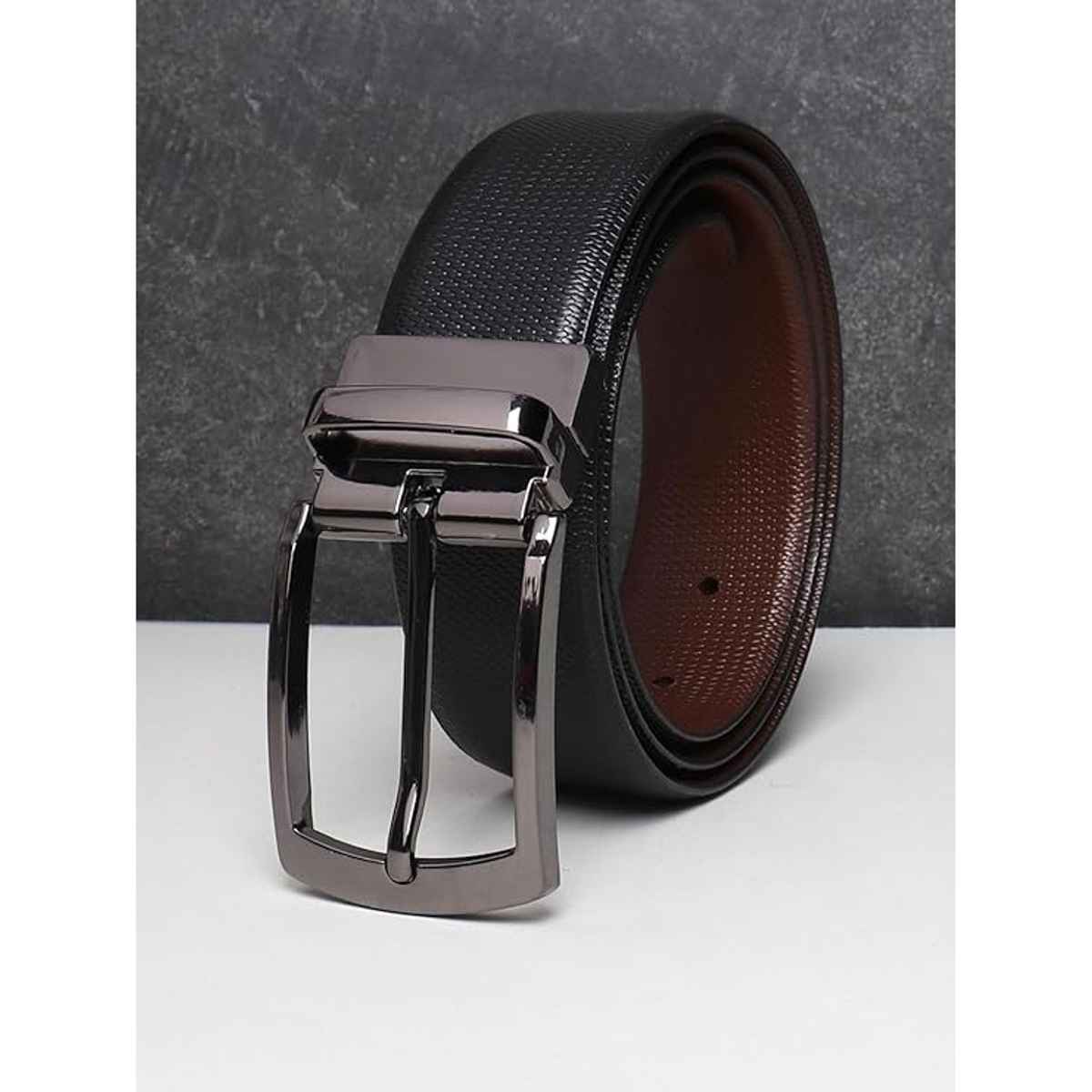 Teakwood Men's Solid Genuine Leather Reversible Belt | Black and Brown - 42 Inches