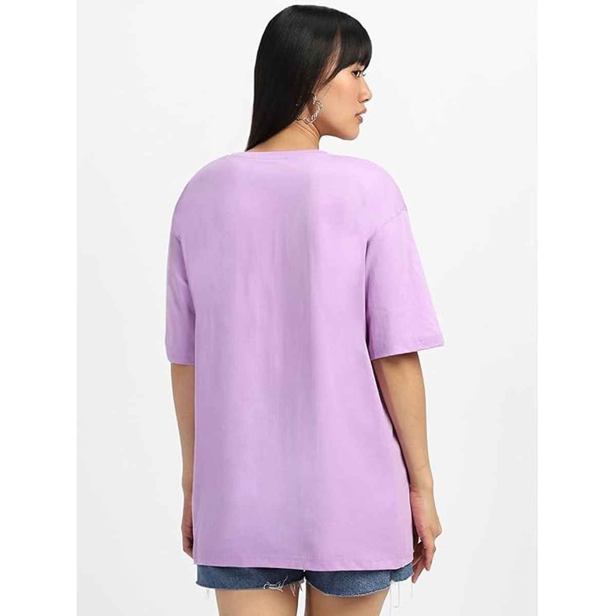 Juneberry Women T-shirt - Lilac | Round Neck, Oversized Fit | XL