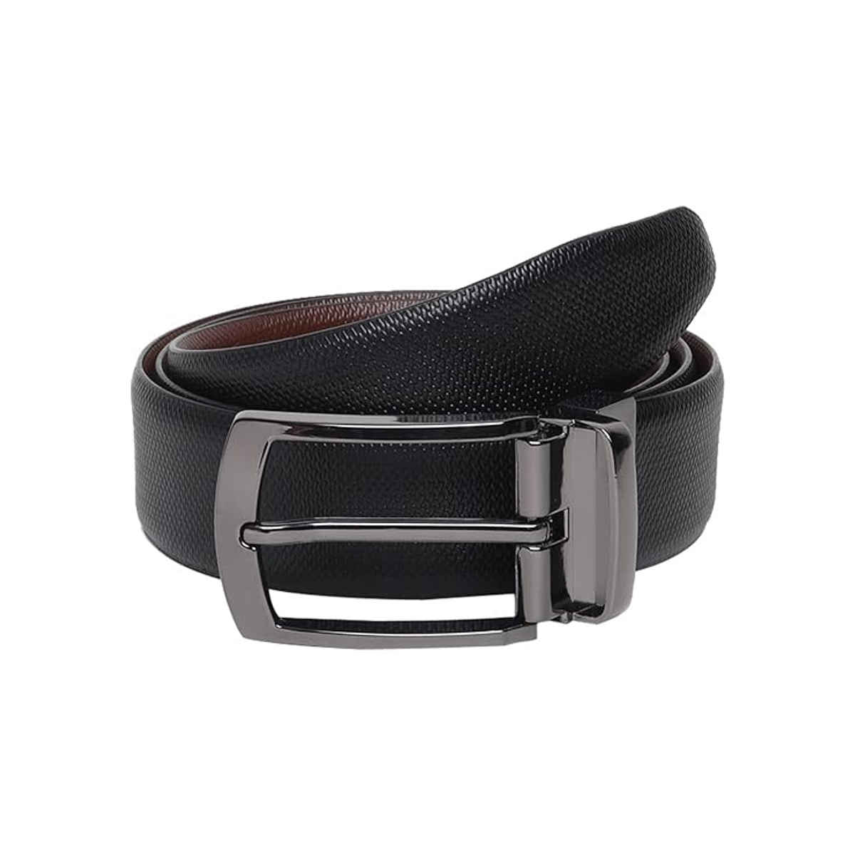 Teakwood Men's Solid Genuine Leather Reversible Belt | Black and Brown - 34 Inches