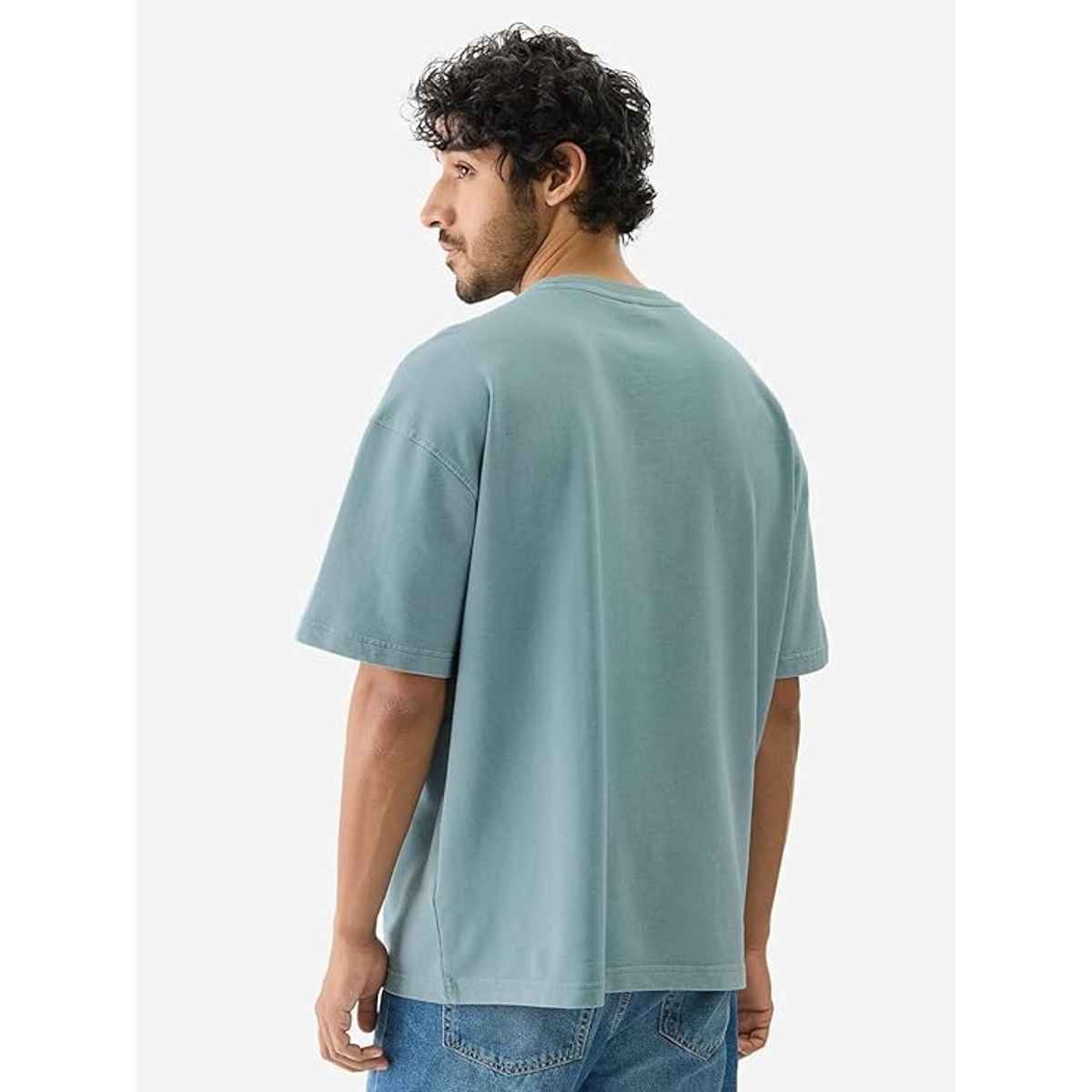 The Souled Store Men's Tss Originals- Here We Go Again Oversized T-Shirts, Green, XL