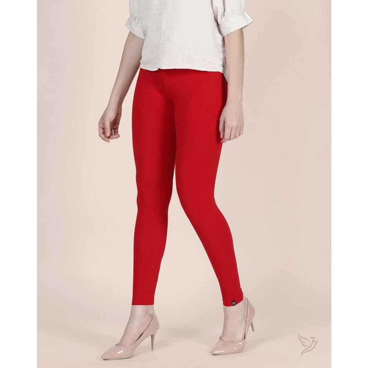 Twin Birds Women's Viscose Ankle Legging | 1502V | Crimson Red - M