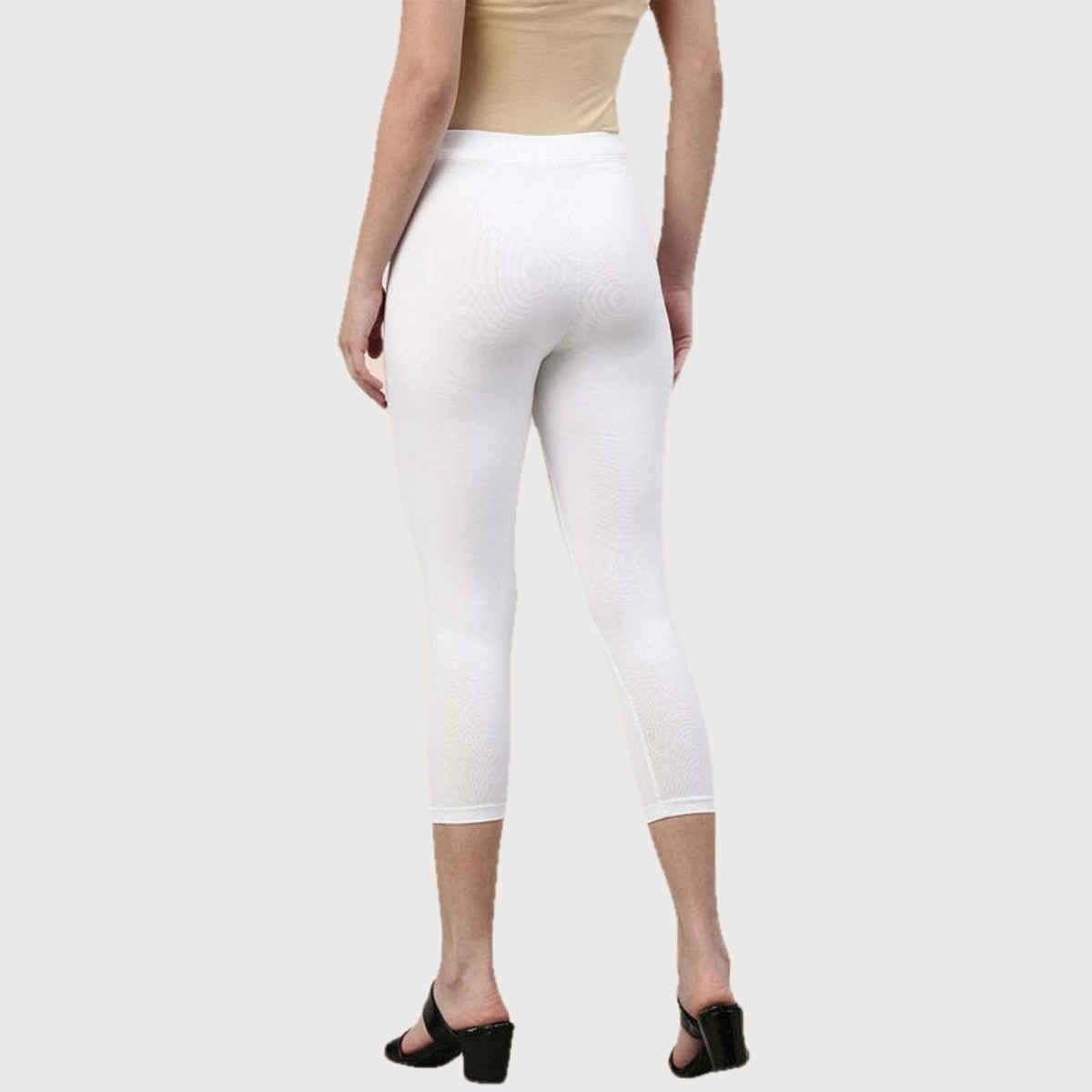 Twin Birds Women's Cotton Capri Legging | 1501 | Pearl White - M