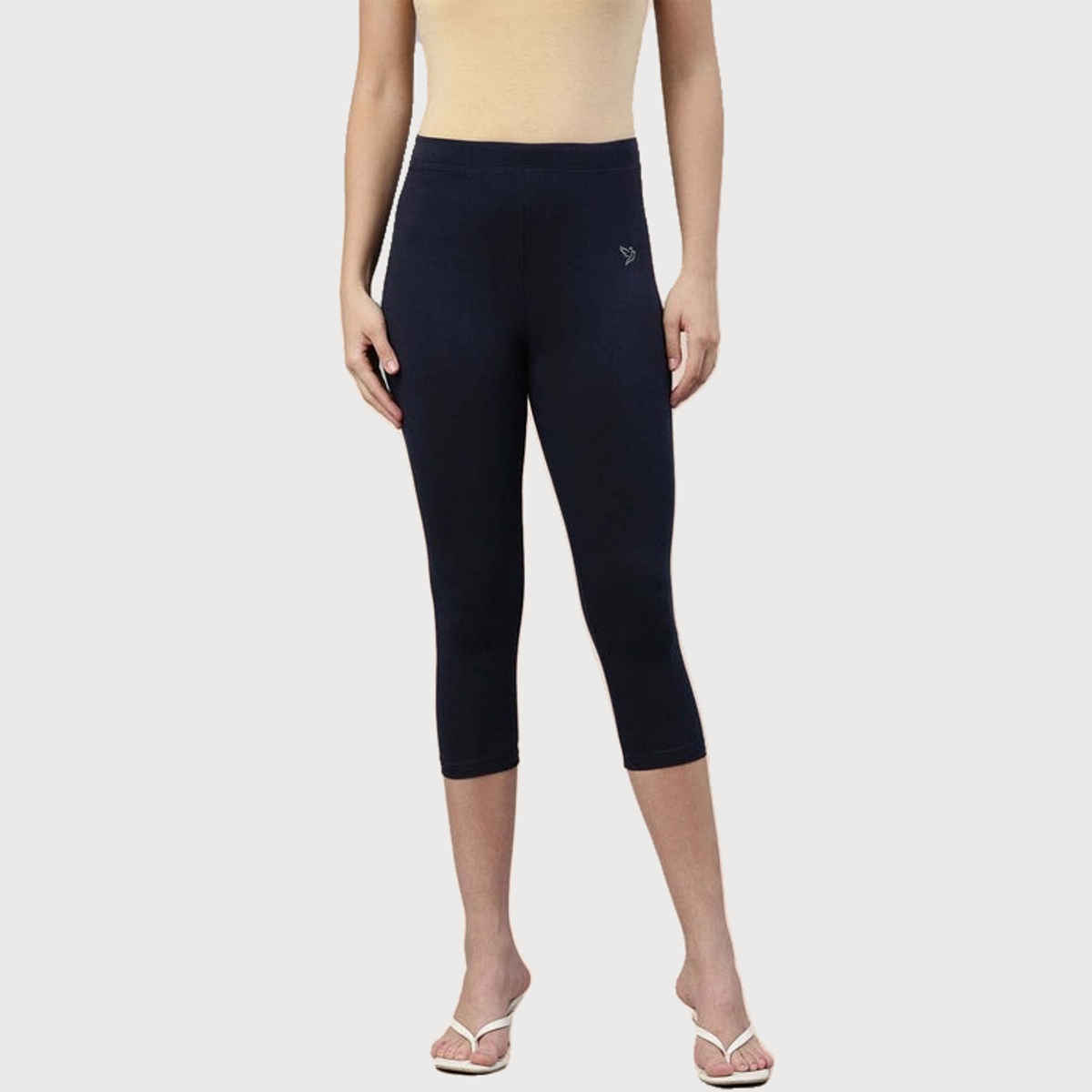 Twin Birds Women's Cotton Capri Legging | 1501 | Navy Classic - S